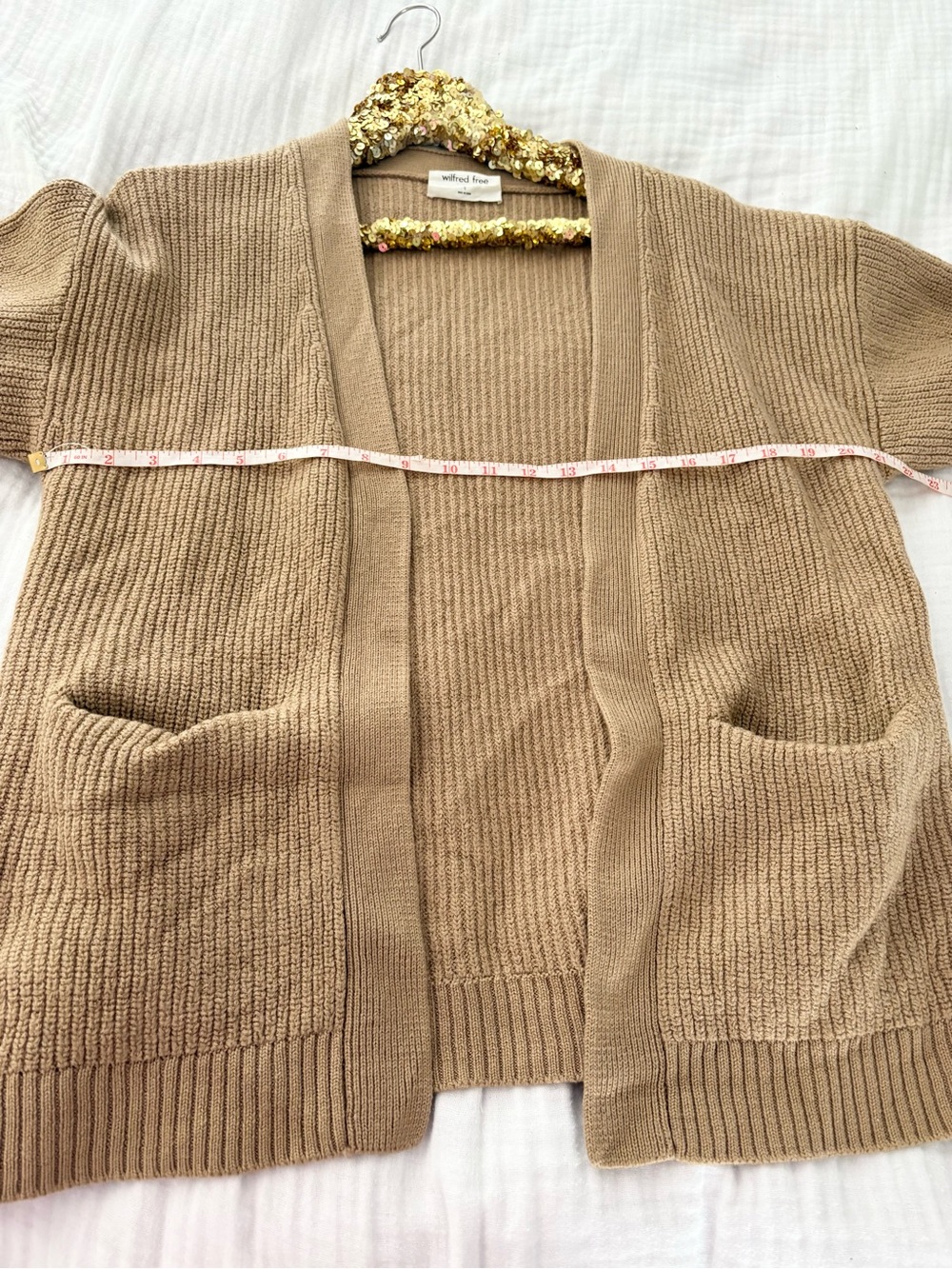 Aritzia Wilfred Free Unwind Merino Wool Open-Front Cardigan Camel Size Small - Picture 5 of 8